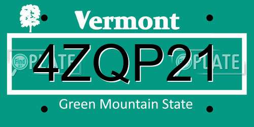 4ZQP21 Vermont License Plate