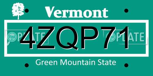 4ZQP71 Vermont License Plate