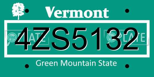 4ZS5132 Vermont License Plate