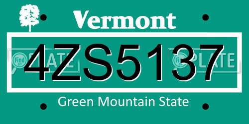 4ZS5137 Vermont License Plate