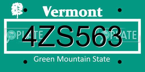 4ZS563 Vermont License Plate