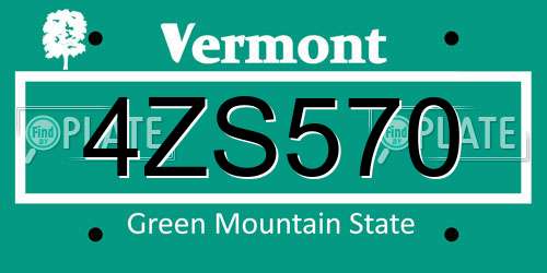 4ZS570 Vermont License Plate