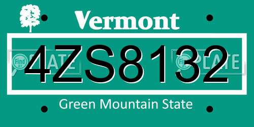 4ZS8132 Vermont License Plate