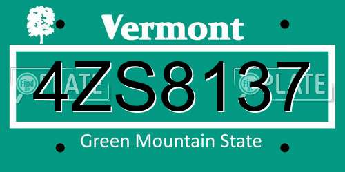 4ZS8137 Vermont License Plate