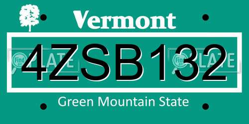 4ZSB132 Vermont License Plate