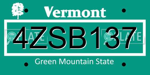 4ZSB137 Vermont License Plate