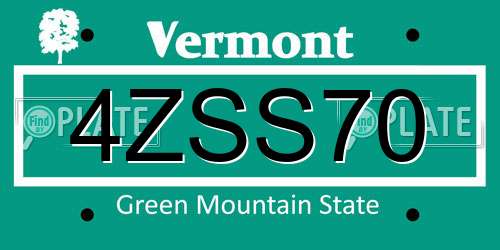 4ZSS70 Vermont License Plate