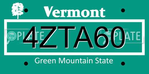 4ZTA60 Vermont License Plate