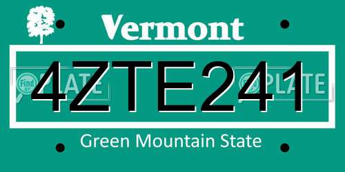 4ZTE241 Vermont License Plate