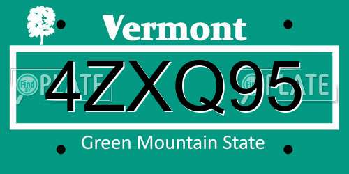 4ZXQ95 Vermont License Plate