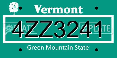 4ZZ3241 Vermont License Plate