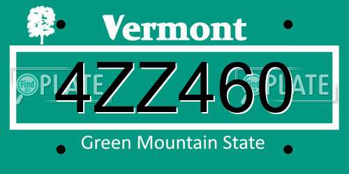 4ZZ460 Vermont License Plate