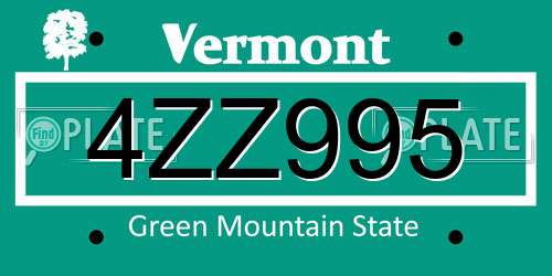 4ZZ995 Vermont License Plate