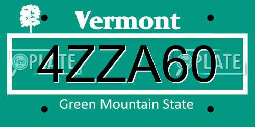 4ZZA60 Vermont License Plate