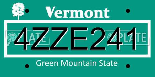 4ZZE241 Vermont License Plate