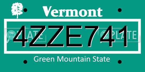 4ZZE741 Vermont License Plate