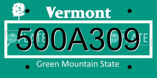 500A309 Vermont License Plate