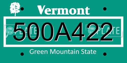 500A422 Vermont License Plate