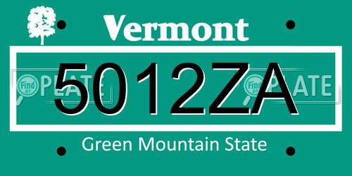 5012ZA Vermont License Plate