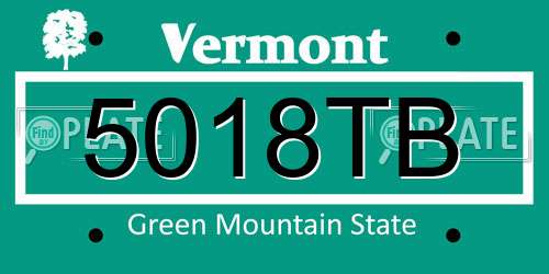 5018TB Vermont License Plate