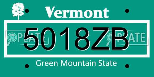 5018ZB Vermont License Plate