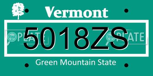 5018ZS Vermont License Plate
