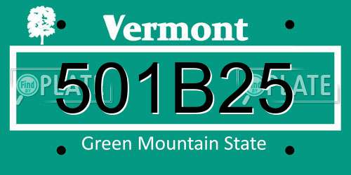 501B25 Vermont License Plate