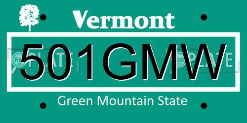 501GMW Vermont License Plate