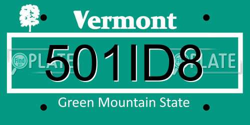 501ID8 Vermont License Plate