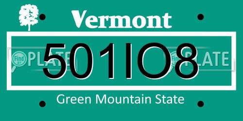 501IO8 Vermont License Plate