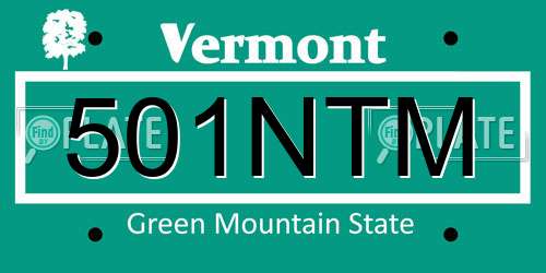 501NTM Vermont License Plate