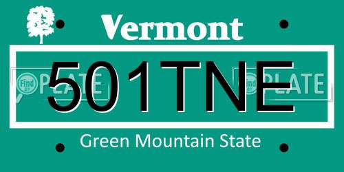501TNE Vermont License Plate