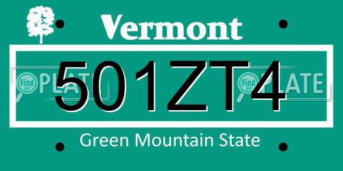 501ZT4 Vermont License Plate