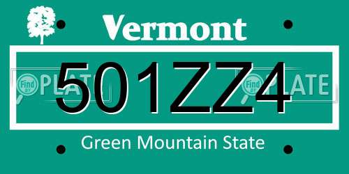 501ZZ4 Vermont License Plate