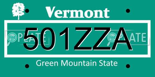 501ZZA Vermont License Plate