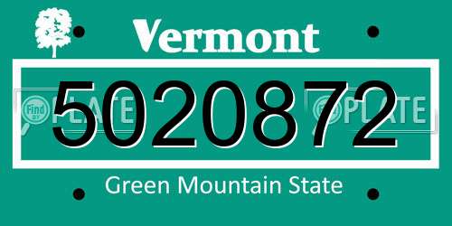5020872 Vermont License Plate