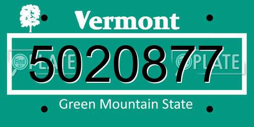 5020877 Vermont License Plate