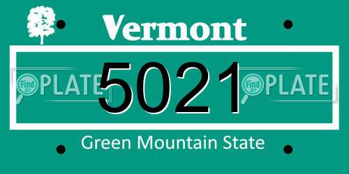 5021 Vermont License Plate