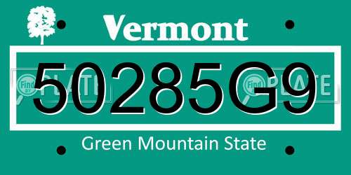50285G9 Vermont License Plate
