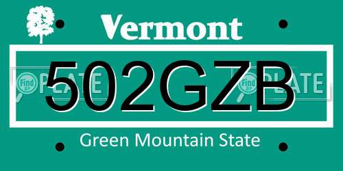502GZB Vermont License Plate