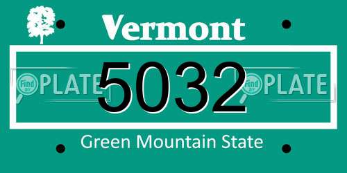 5032 Vermont License Plate