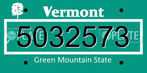 5032573 Vermont License Plate