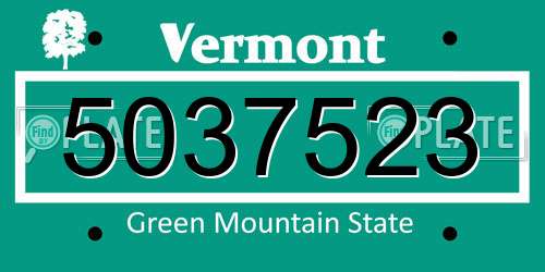 5037523 Vermont License Plate