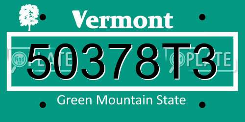 50378T3 Vermont License Plate