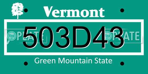 503D43 Vermont License Plate