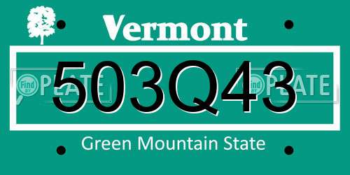 503Q43 Vermont License Plate