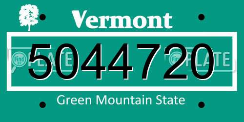 5044720 Vermont License Plate