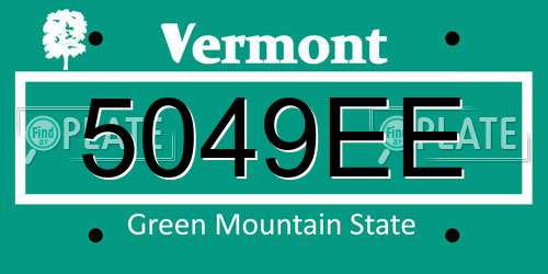 5049EE Vermont License Plate