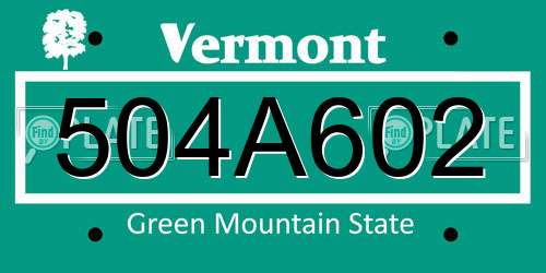 504A602 Vermont License Plate