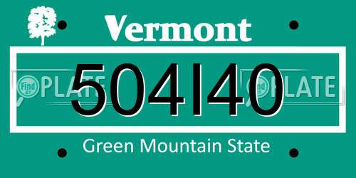 504I40 Vermont License Plate
